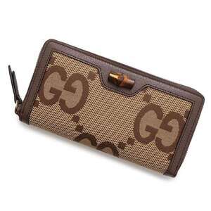 Gucci Jumbo GG Bamboo Long Wallet Round Zipper